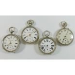 A silver cased open faced key wind pocket watch, Chester 1916,