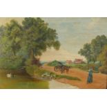 H G Shephard (20th Century British), a pair of rural scenes with figures, oil on canvas,