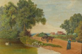 H G Shephard (20th Century British), a pair of rural scenes with figures, oil on canvas,