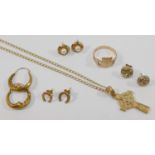 A quantity of 9 carat gold and yellow metal stamped '9CT' or '375',