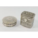 A 19th century Dutch silver marriage box, of rectangular form, with bands of engraved decoration,
