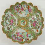 A 19th century Cantonese famille rose porcelain bowl, with lobed rim,