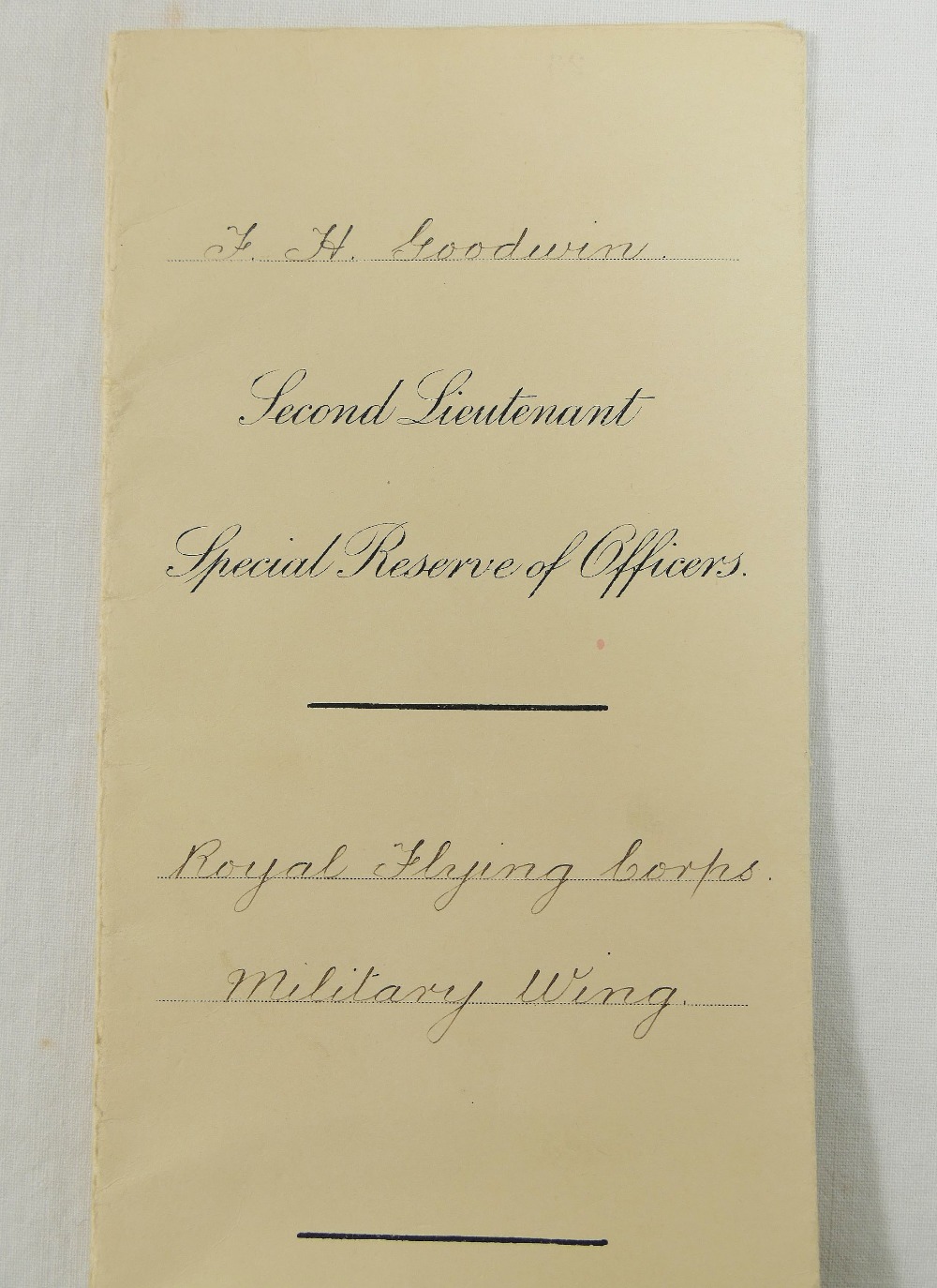Items relating to Lieutenant Frederick Harriott Goodwin of the Special Reserve of Officers Royal - Image 4 of 11