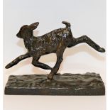 Ary Jean Leon Bitter (1883-1973), a gamboling lamb, bronze, on rectangular plinth, signed, 12.