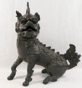 A Chinese bronze incense burner in the form of a Qilin (Chinese unicorn),