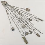 A Victorian 16 strand steel chatelaine,