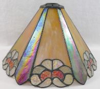 Two Tiffany style lead light glass ceiling light shades,