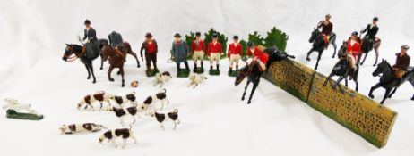 A collection of Britains Hunt figures, comprised of seven mounted figures, three huntsmen on foot,