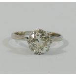 A early 20th century diamond single stone ring, the old cut stone approximately 2.
