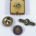 A 1920's platinum, diamond and onyx Saint Bartholomew's Hospital coat of arms panel ring,