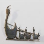 A Danish sterling brooch by Max Brammer, of a duck and three ducklings, 3.