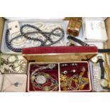 A quantity of 20th century costume jewellery and ladies wrist watches including gold plated gem set