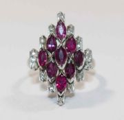 A ruby and diamond cluster ring,