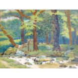 Harry Bernard (1862-1933), woodland stream, watercolour, signed lower left, 26.