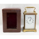 An early 20th century French brass cased five-glass carriage clock,