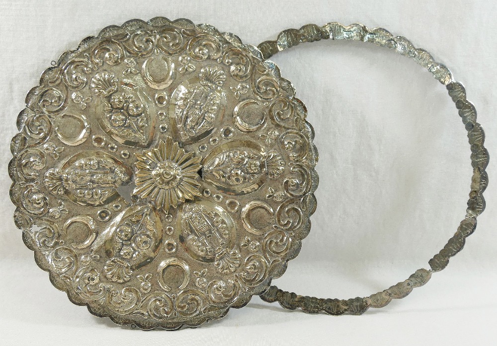 A large 19th century Indian silver lid and mount,