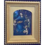 A 19th century rosewood frame with velvet lined interior, housing an ornate gilt mount,