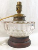 A Victorian cut glass oil lamp well,