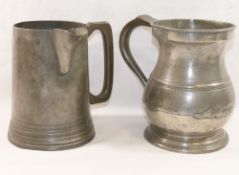 A quantity of 18th and 19th century pewter items comprised of a Victorian quart pint pot and a