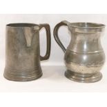 A quantity of 18th and 19th century pewter items comprised of a Victorian quart pint pot and a