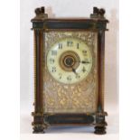 An early 20th century French brass cased five glass carriage clock,