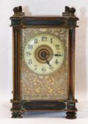 An early 20th century French brass cased five glass carriage clock,