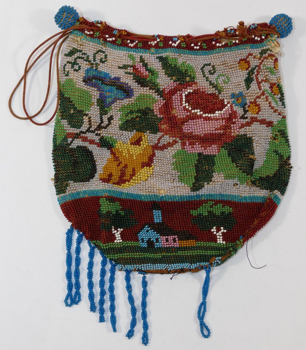 Two Victorian beaded drawer string bags, - Image 2 of 3