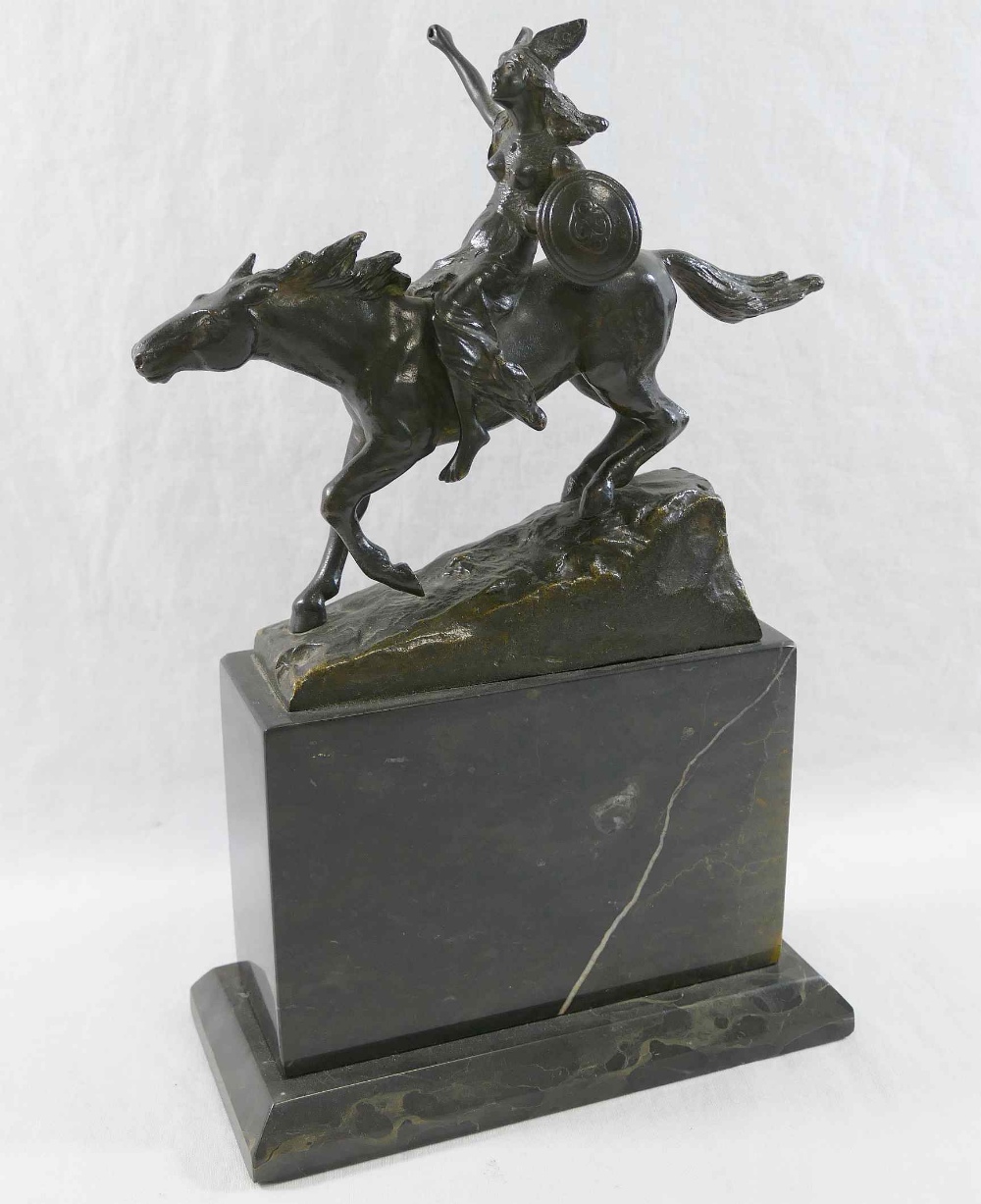 A Valkyrie on horseback, bronze, signed - Image 5 of 7