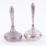 Two Indian silver water flasks, possibly Kashmir Region circa 1900, each with heavily embossed