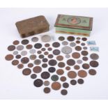 Small collection of general coins, 1914 Mary Tin also Coronation Souvenir 1953 tin (3).