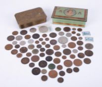 Small collection of general coins, 1914 Mary Tin also Coronation Souvenir 1953 tin (3).