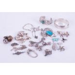 A mixed collection of silver and other fancy & dress jewellery including charm bracelet, bangles,