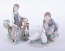 Lladro, two figure groups, tallest 22cm.