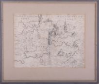 An antiquarian map, Michael Drayton (1563-1631), Warwickshire, 25cm x 33cm, framed and glazed.