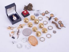 Various items including novelty Guinness buttons, cufflinks, Military tie pin, brooches and Military