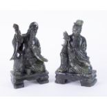 Pair of Japanese? carved soapstone figures, 26cm height.
