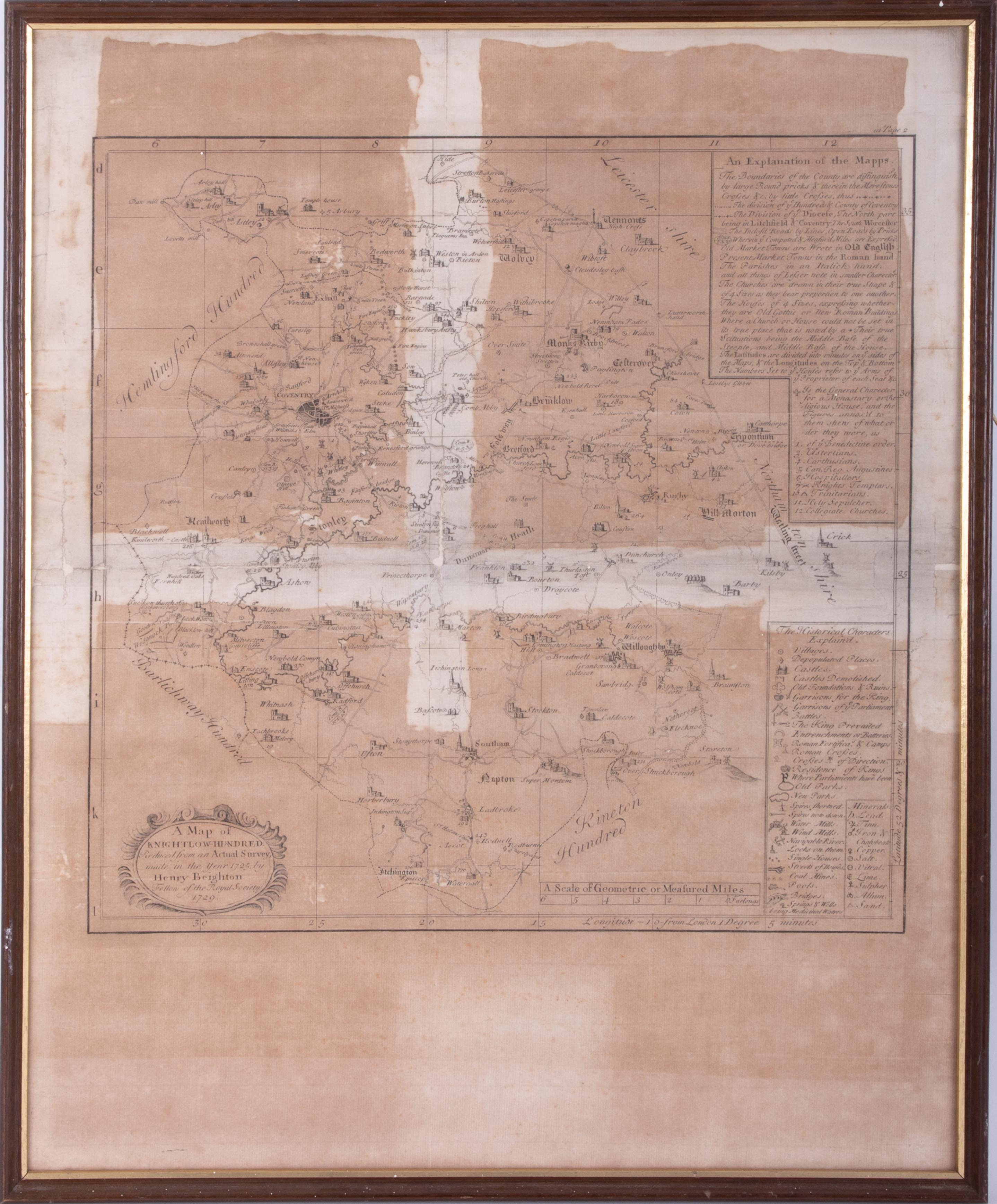 Henry Beighton, an 18th century map of Hemlingford Hundred, 1729, together with a map of Knightlow - Image 3 of 3