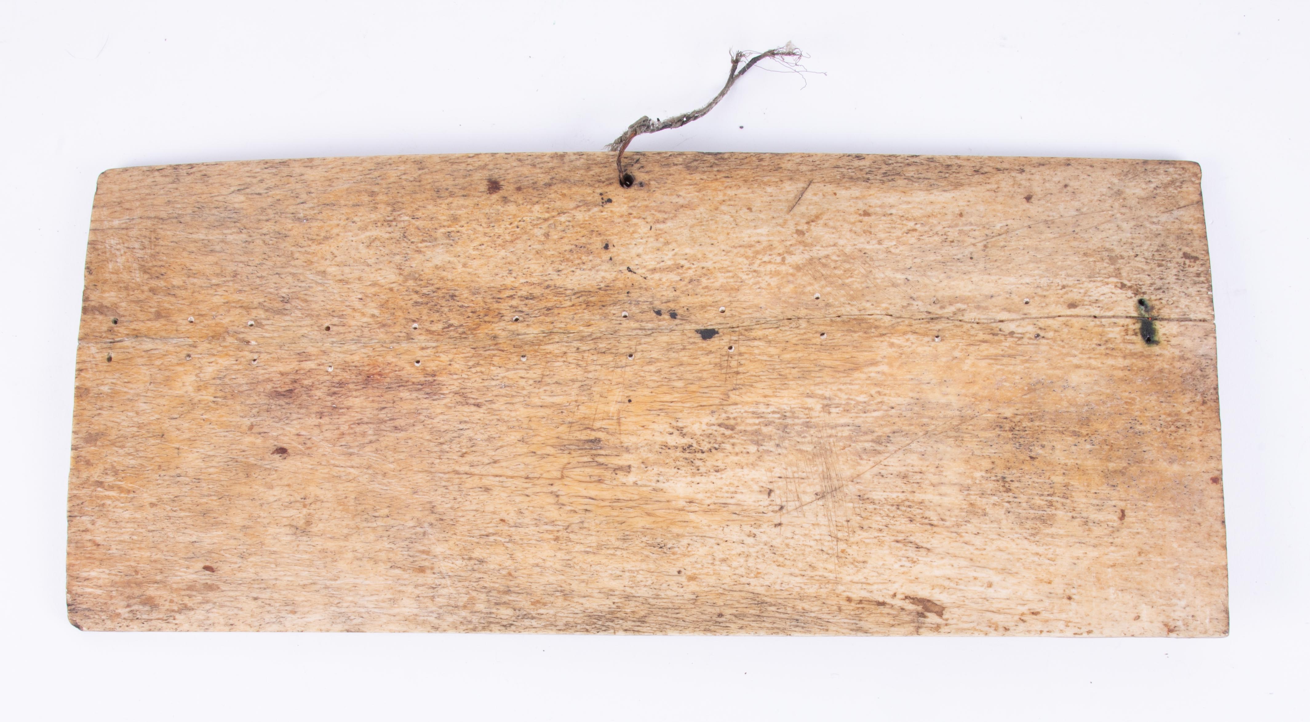 A 19th century Sailors Scrimshaw bone panel, whale bone, decorated with a scene of sailing ships off - Image 3 of 7