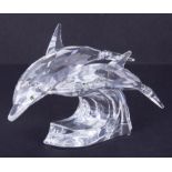 Swarovski Crystal Glass, Annual Edition 1990 'Lead Me- The Dolphins', boxed.