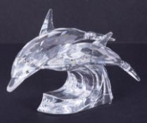 Swarovski Crystal Glass, Annual Edition 1990 'Lead Me- The Dolphins', boxed.