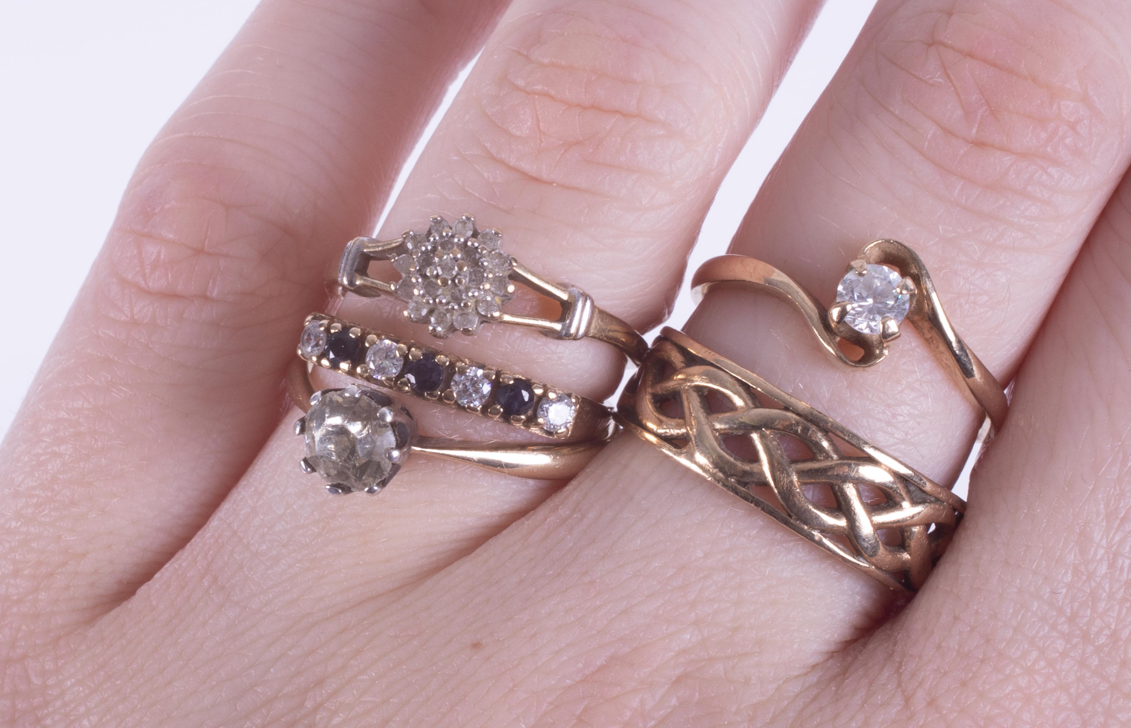 Four various 9ct gold dress rings, approx. 10g. - Image 2 of 2