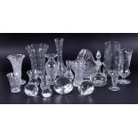 A collection of crystal cut glass wares including vases, jug etc (18).