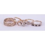 Four various 9ct gold dress rings, approx. 10g.