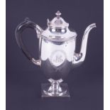 A three piece Sterling silver service including a 3/4 pint coffee pot, height 19cm, of Adam style,