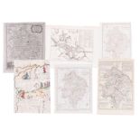 Six various unframed maps of Warwickshire including R.W.Seale, Warwickshire, Emam Bowen,