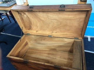 A 19th Century camphor wood campaign chest with brass mounts, corners and recessed Military handles, - Image 10 of 11