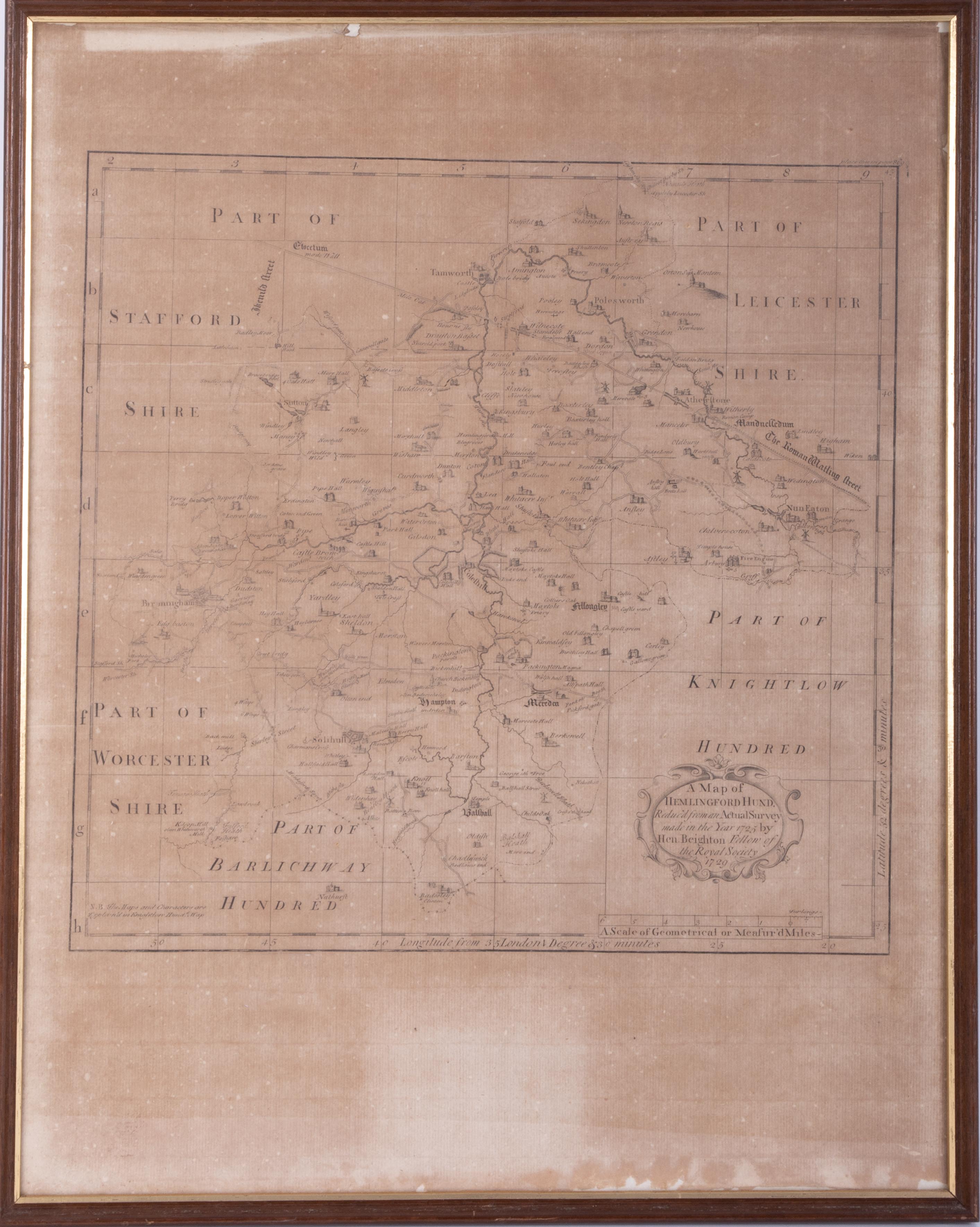 Henry Beighton, an 18th century map of Hemlingford Hundred, 1729, together with a map of Knightlow - Image 2 of 3