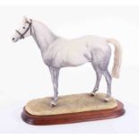 Border Fine Arts, 'Thoroughbred Grey Stallion' on plaque, 30cm height.
