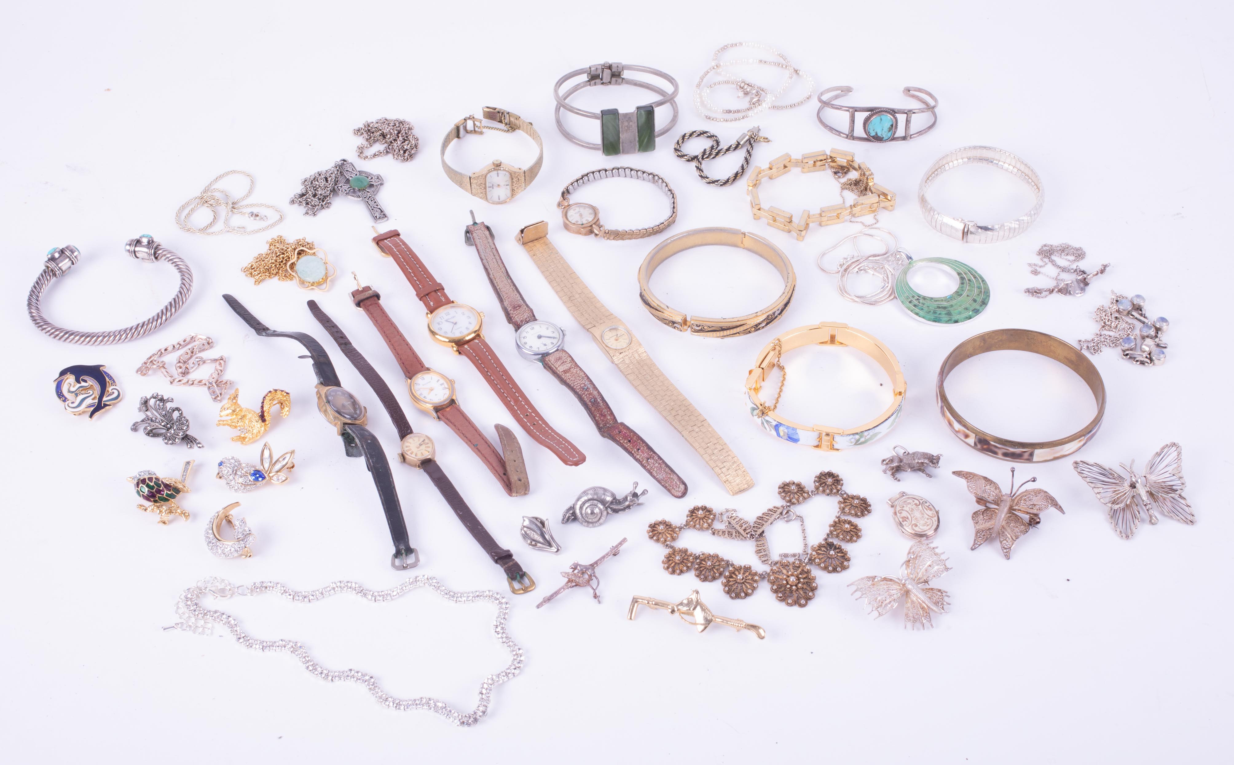 A mixed bag jewellery and watches to include some silver jewellery