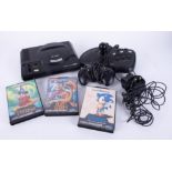 Sega Mega Drive console with one controller, three games and Arcade Power Stick.